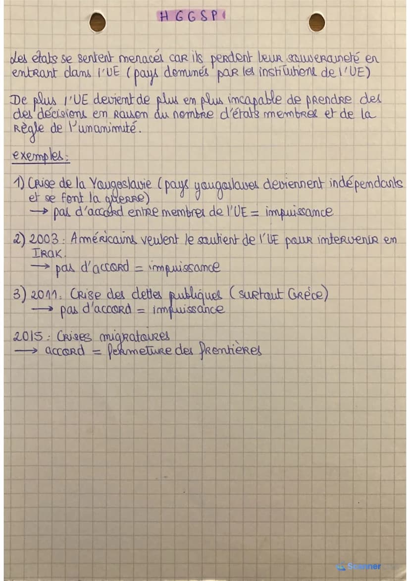 HGGSP
CONCLUSION
L'UE ET LA DEMOCRATIE
A) LA CONSTRUCTION EUROPÉENNE
l'Europe saRt traumatisée de 6 ans de guerre en 1945; l'obje-)
chip est