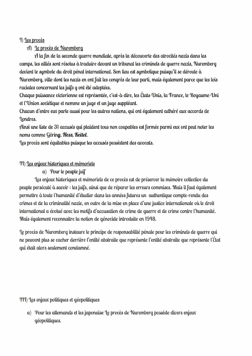 Sujet 1
Problématique
Plan
En quoi le procès de Nuremberg est-il un procès majeur pour l'histoire et les mémoires du monde et du
peuple juif
