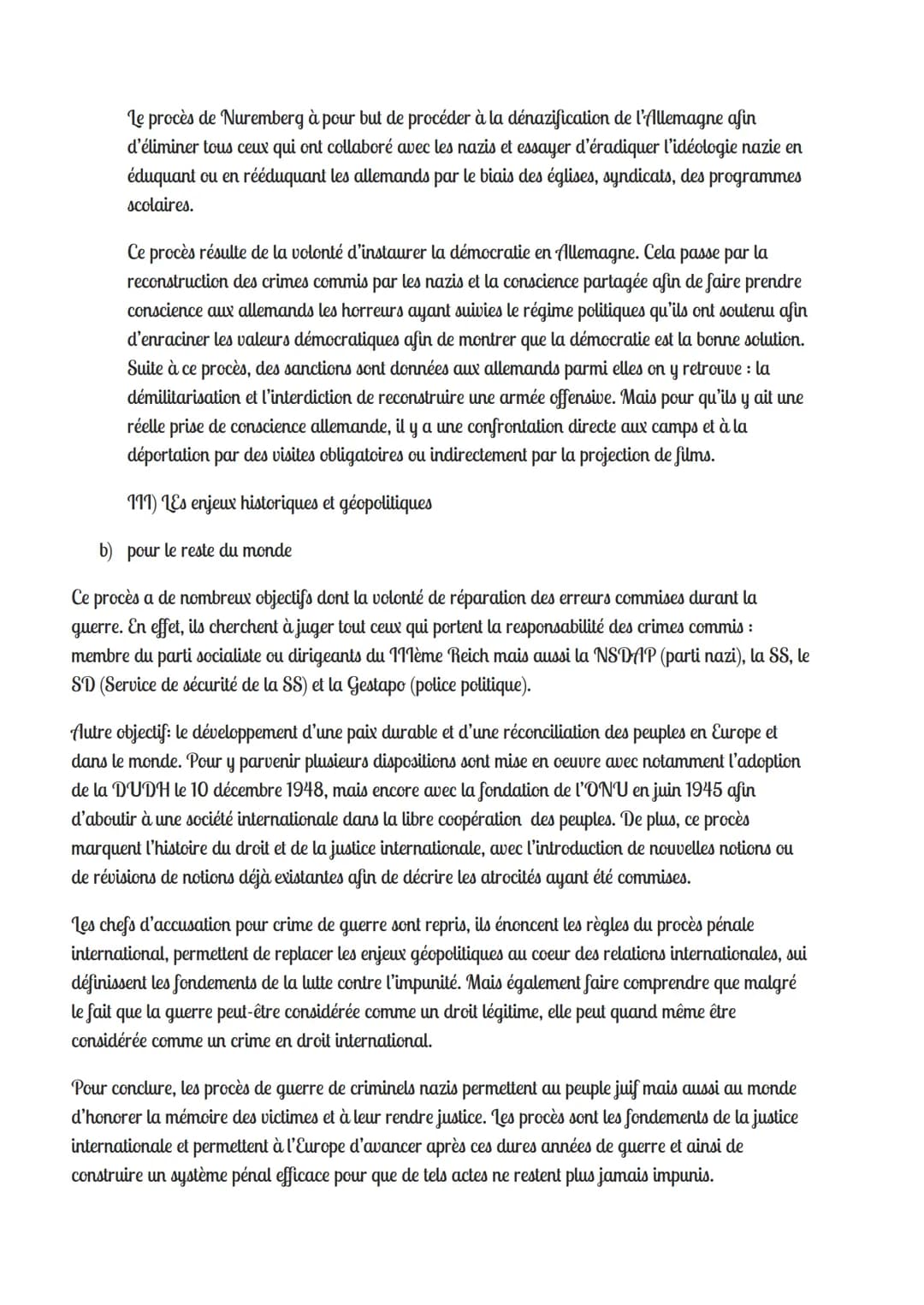 Sujet 1
Problématique
Plan
En quoi le procès de Nuremberg est-il un procès majeur pour l'histoire et les mémoires du monde et du
peuple juif