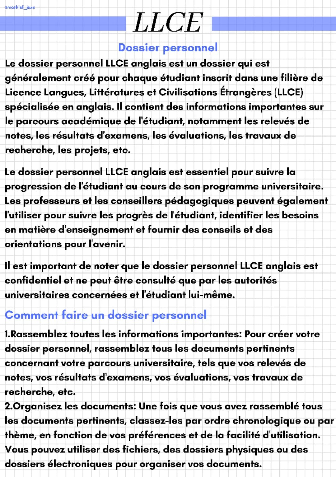 Exemples Dossier Personnel LLCE et Oral: Anglais, Espagnol, Terminale