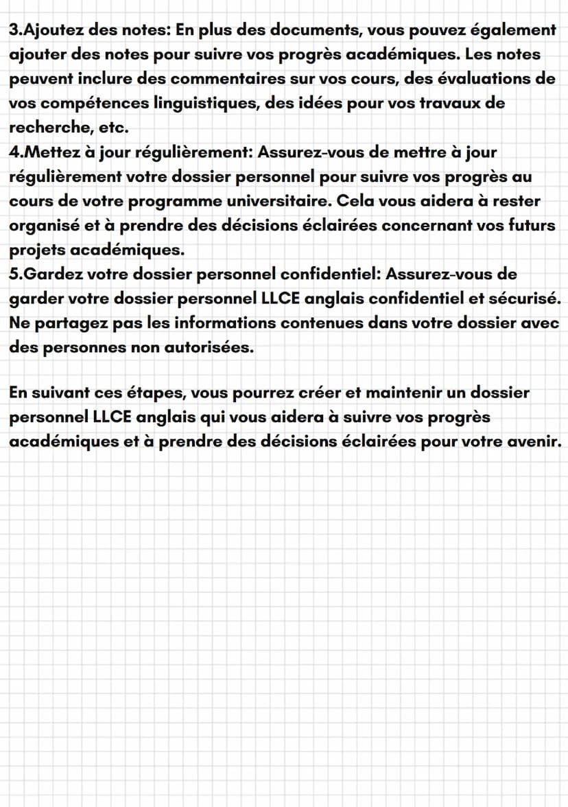 emathisf_jsxc
LLCE
Dossier personnel
Le dossier personnel LLCE anglais est un dossier qui est
généralement créé pour chaque étudiant inscrit