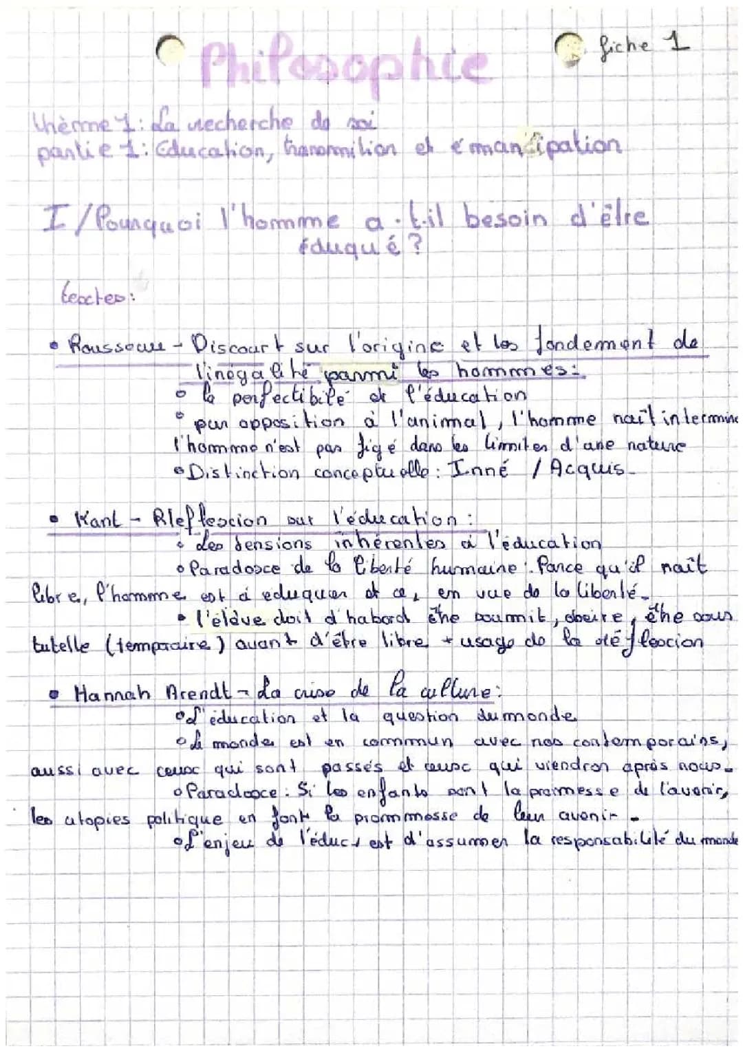 Cours HLP Terminale PDF: Éducation, Transmission, Émancipation, Philosophie et Simone de Beauvoir