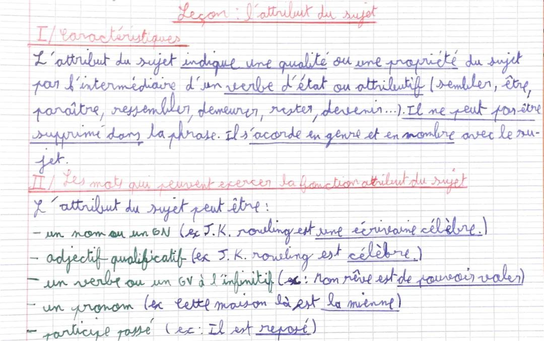 Comprendre l'Attribut du Sujet et COD: Exemples et Exercices Amusants