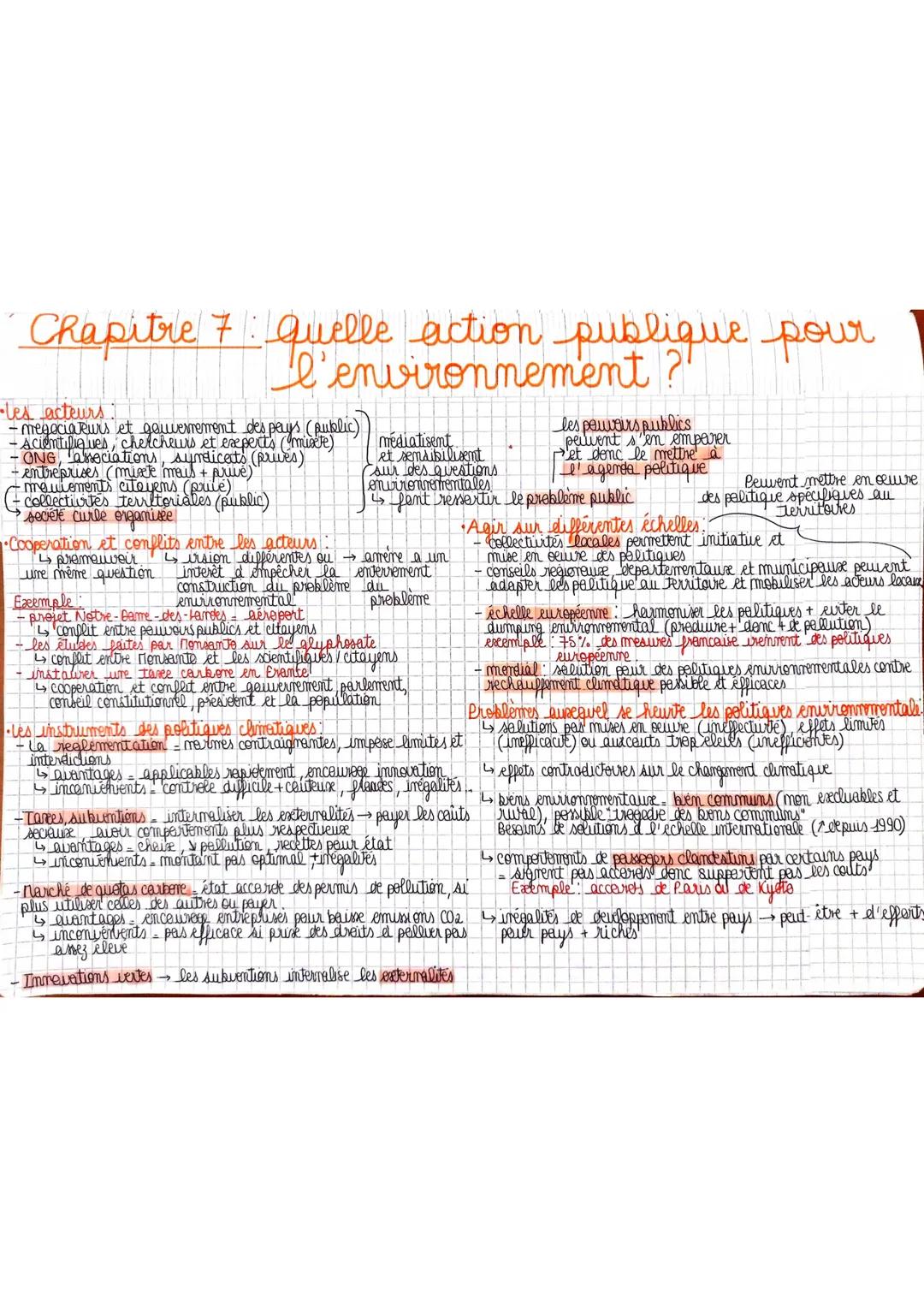Chapitre 7: Quelle action publique pour
l'environnement ?!

-les acteurs:
megociarurs et gouvernement des pays (public) médiatisent
-Acienti