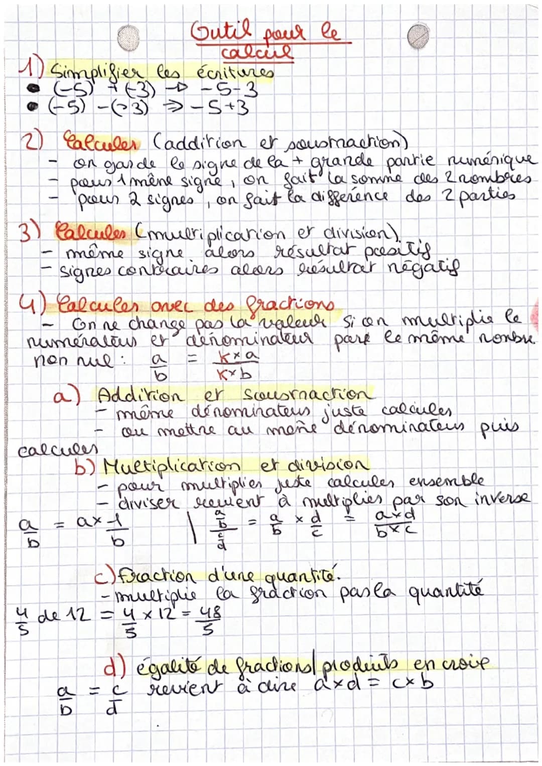 4)
• (-5)-(3)
Simplifier les écritures
-→
−5+3
-633-533
2) Calculer (addition et soustraction).
on garde le signe de la + grande partie numé