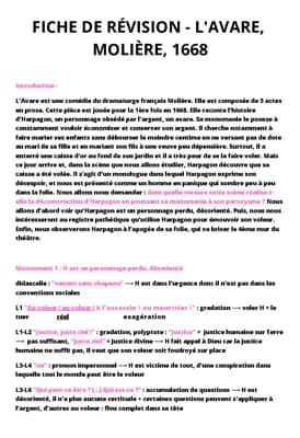 Know Fiche de révision bac - L'Avare, acte IV, scène 7, Molière thumbnail