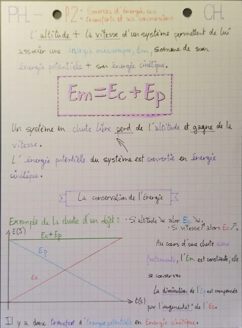 Chap 4
し
énergie cinétique et énergie potentielle
L'energie qu
S
"'un système possède du fait de son mouvement
• 'appelle l'énergie cinetiqu