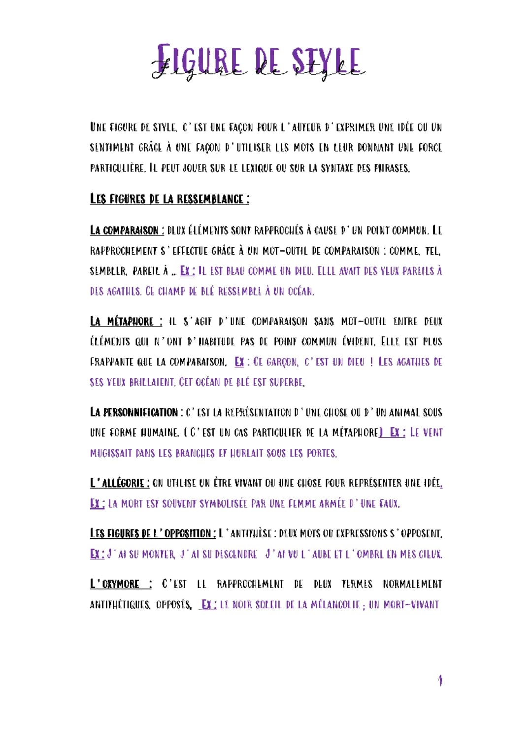 LES FIGURES (OU PROCEDES) DE STYLE