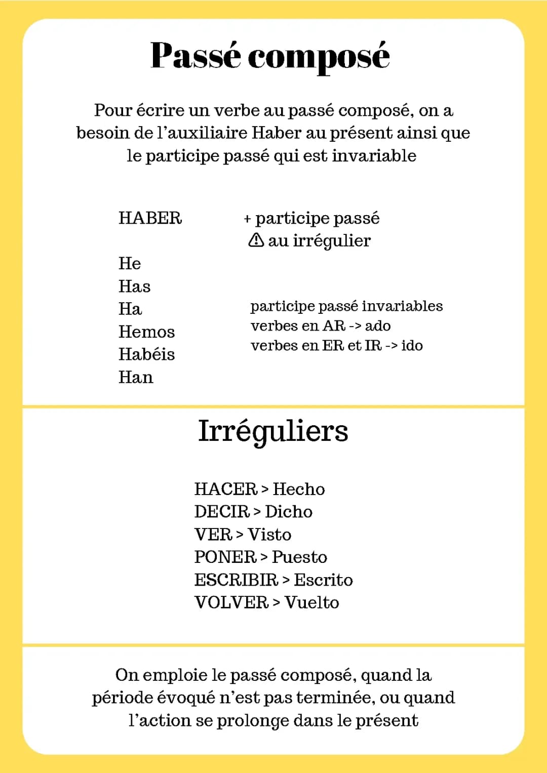  Le passé composé en espagnol