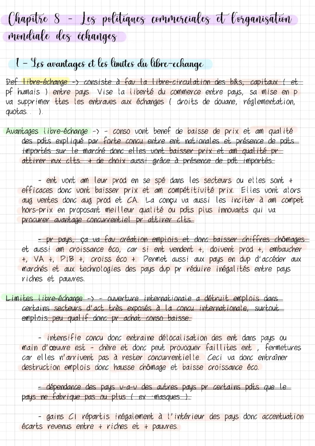 Les politiques commerciales et l’organisation mondiale des échanges 