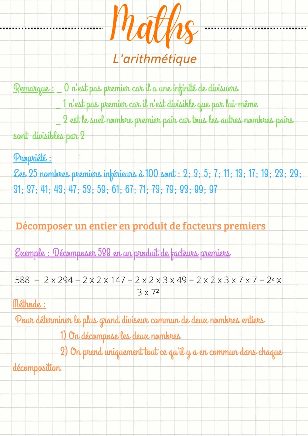 Maths
L'arithmétique
Déterminer les diviseurs d'un nombre entier
Définition: Un entier naturel est un nombre entier positif ou nul.
Une divi