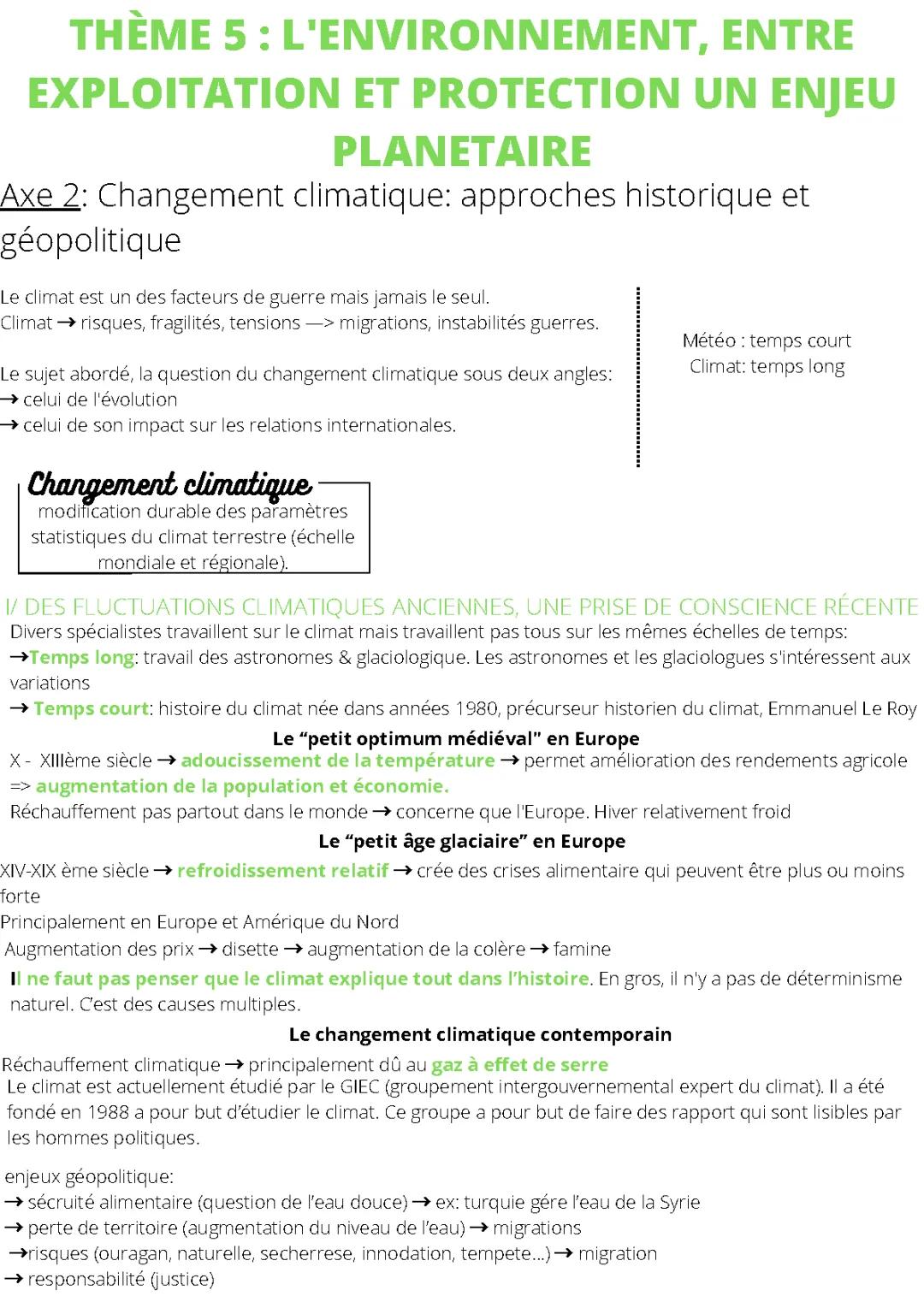 Le changement climatique : approche historique et géopolitique