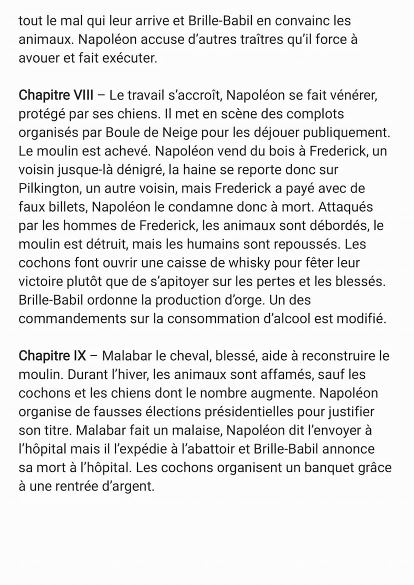 Chapitre I - En Angleterre, Mr et Mrs Jones possèdent « La
Ferme du Manoir ». Une nuit, les animaux (Filou le chien,
Fleur et Constance les 