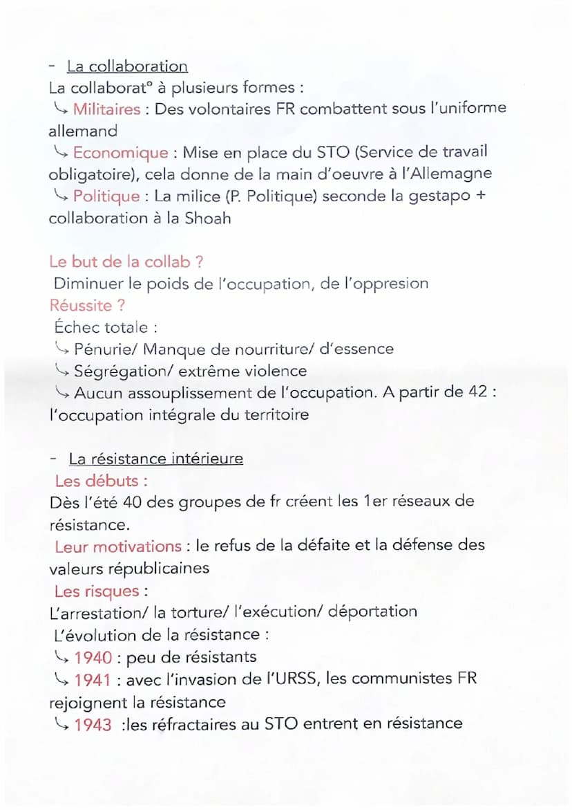 La France dans l'occupation Allemande (1940-44)
• Dates importantes
Mai 1940: Invasion allemande
17 juin 40: Appel du maréchal Pétain
18 jui