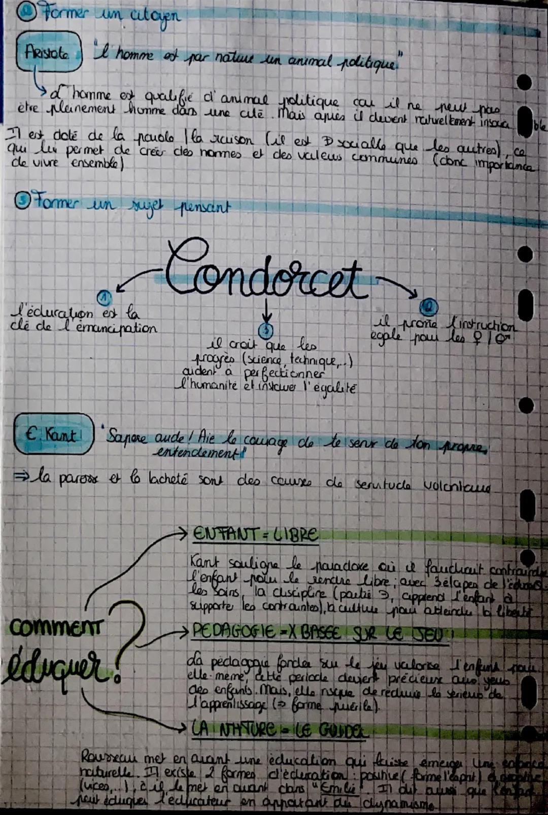 (1)

• Construire le "noi"

→ EDUCATION, TRANSMISSION, EMANCIPATICHO

Ol'enfant, un etre à éduquer

→l'être humain (contraurement aux animau