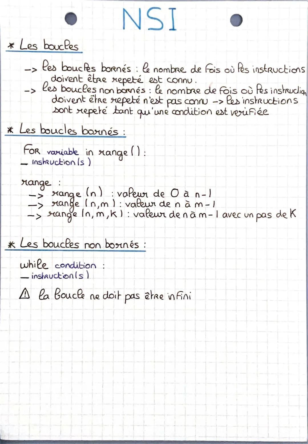 les différents types de boucles 