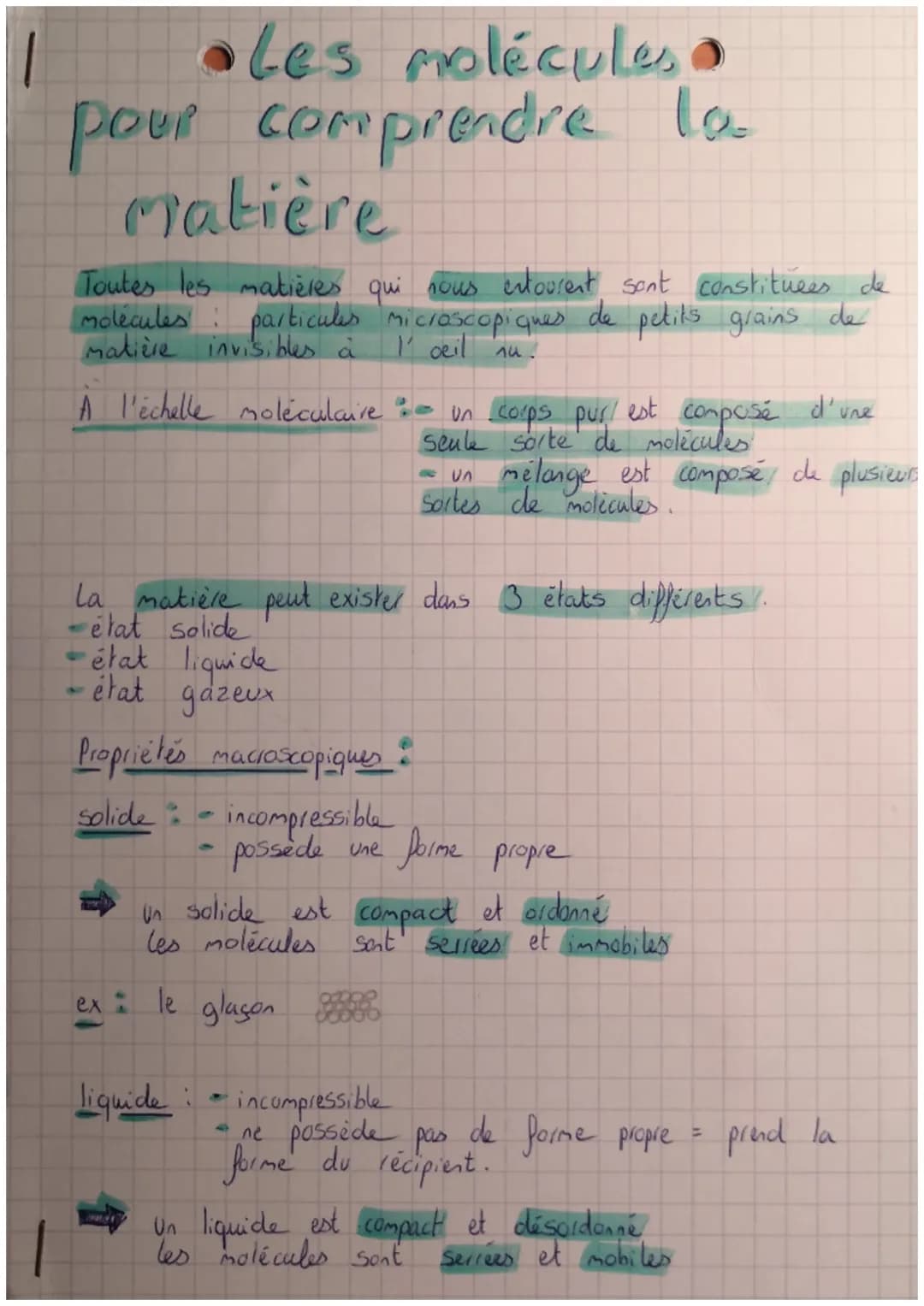 1
•Les molécules •
pour comprendre la
matière
Toutes les matières qui nous entourent sont constituees de
molécules: particules microscopique