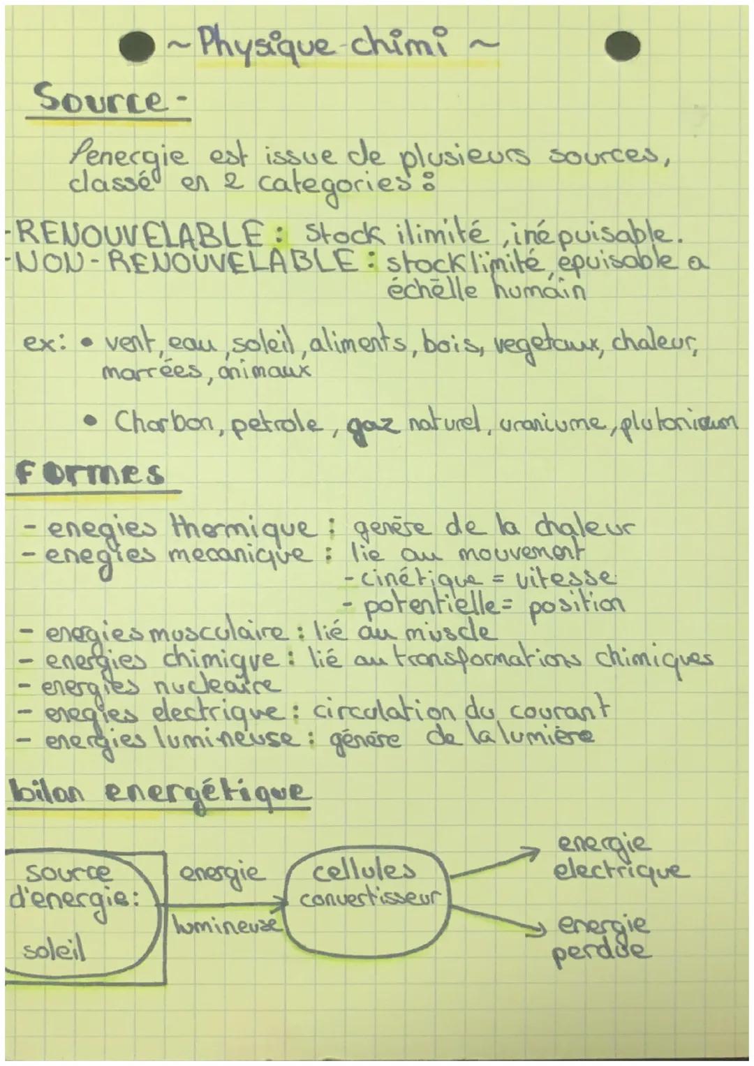 •~Physique-chimi ~

Source-

fenergie est issue de plusieurs sources,
classé en 2 categories:

RENOUVELABLE: Stock ilimité, inépuisable.
NON