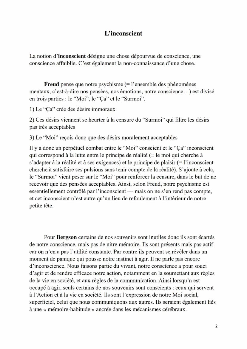 La conscience
La conscience est la capacité d'un individu à avoir connaissance de ses
propres pensées, perceptions et sentiments, c'est ce q