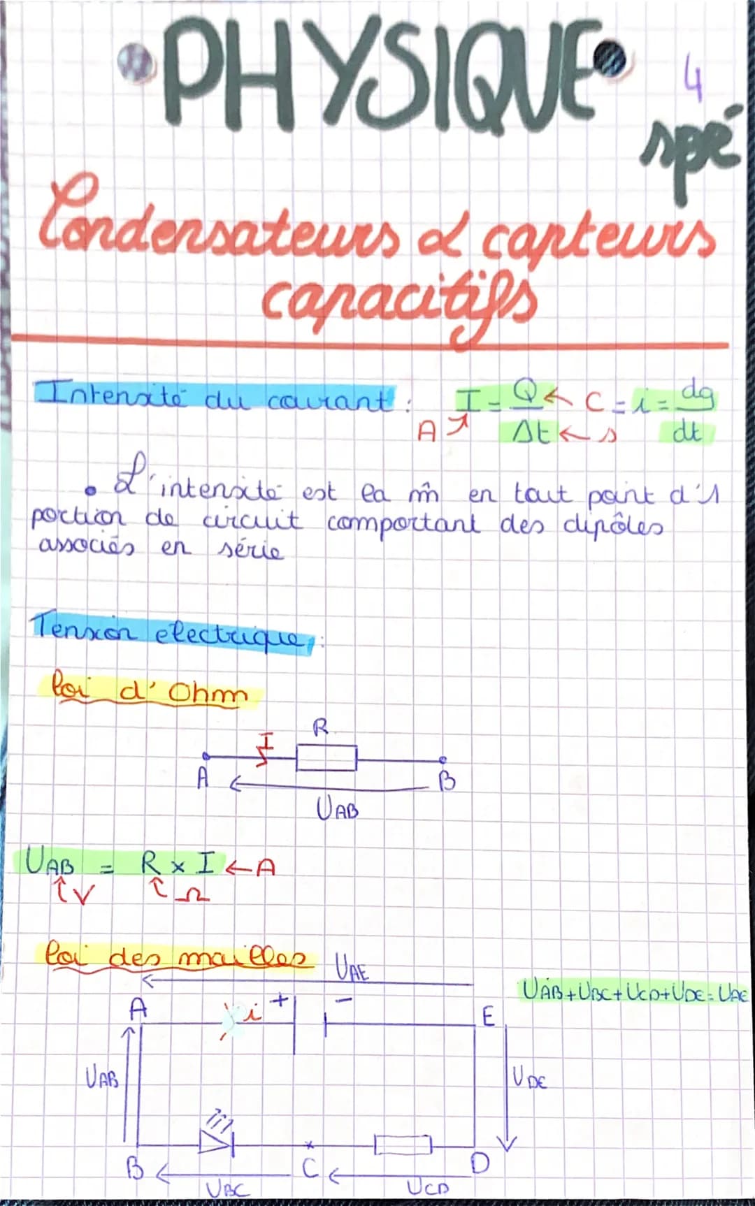 PHYSIQUE
spé
Condensateurs & capteurs
capacitifs
Intenaté du courant:
Tenxon électrique,
loi d' Ohm.
L'intensité est la m
O
en tout paint d'
