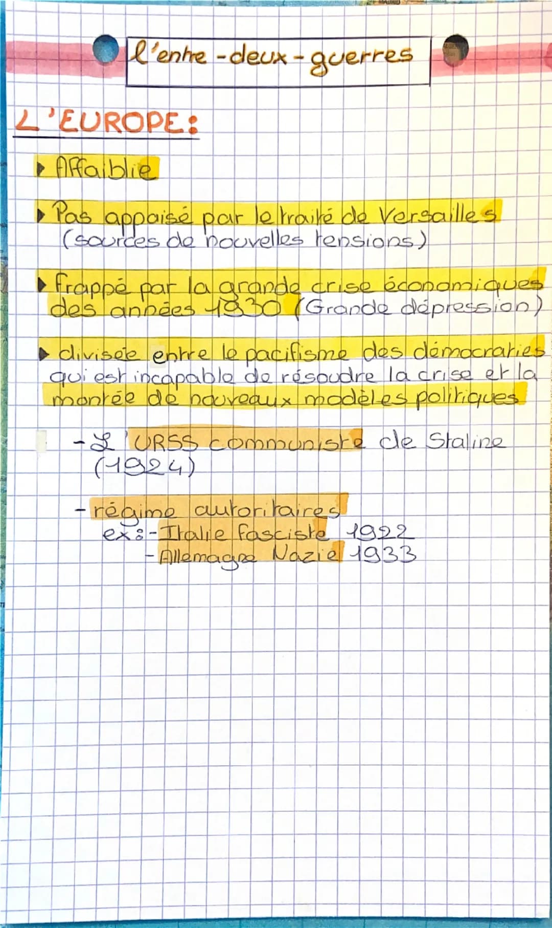 MAURIU
l'entre-deux - guerres.
L'EUROPE:
Affaiblie
Pas
appaisé par le traité de Versailles
(sources de nouvelles tensions)
•Frappé par la gr