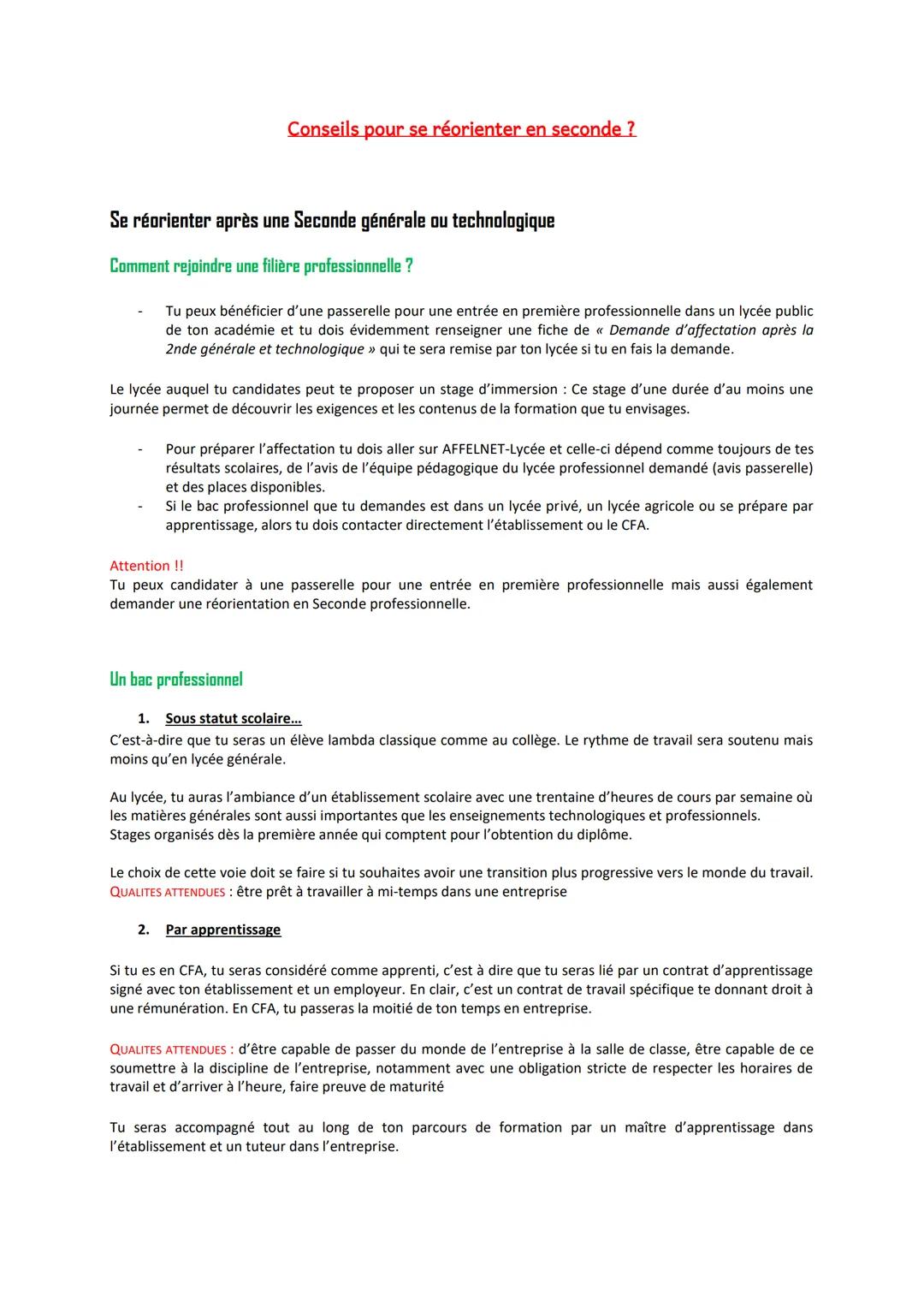 Se réorienter après une Seconde générale ou technologique
Comment rejoindre une filière professionnelle ?
Tu peux bénéficier d'une passerell