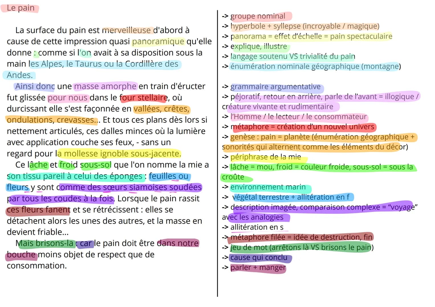 Le pain
La surface du pain est merveilleuse d'abord à
cause de cette impression quasi panoramique qu'elle
donne : comme si l'on avait à sa d