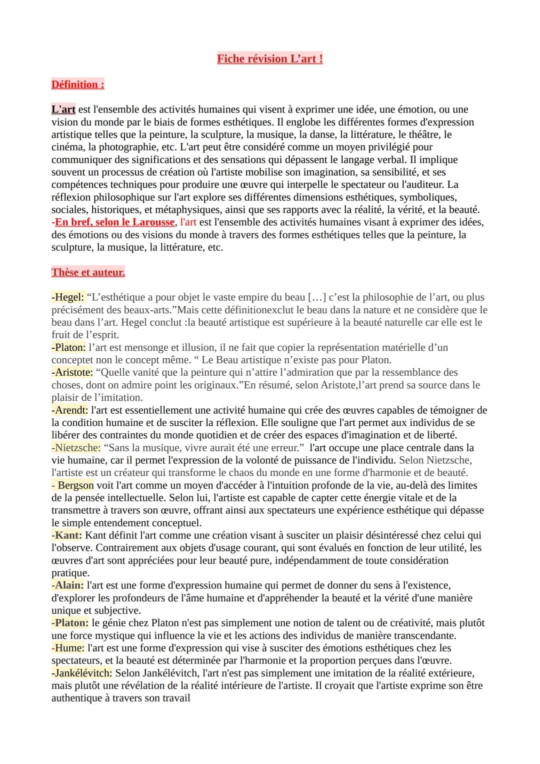 Chapitre 1: L'art !
L'art, une spécificité humaine
L'œuvre d'art est une production paradoxale à la fois superflue et
essentielle
Contrairem