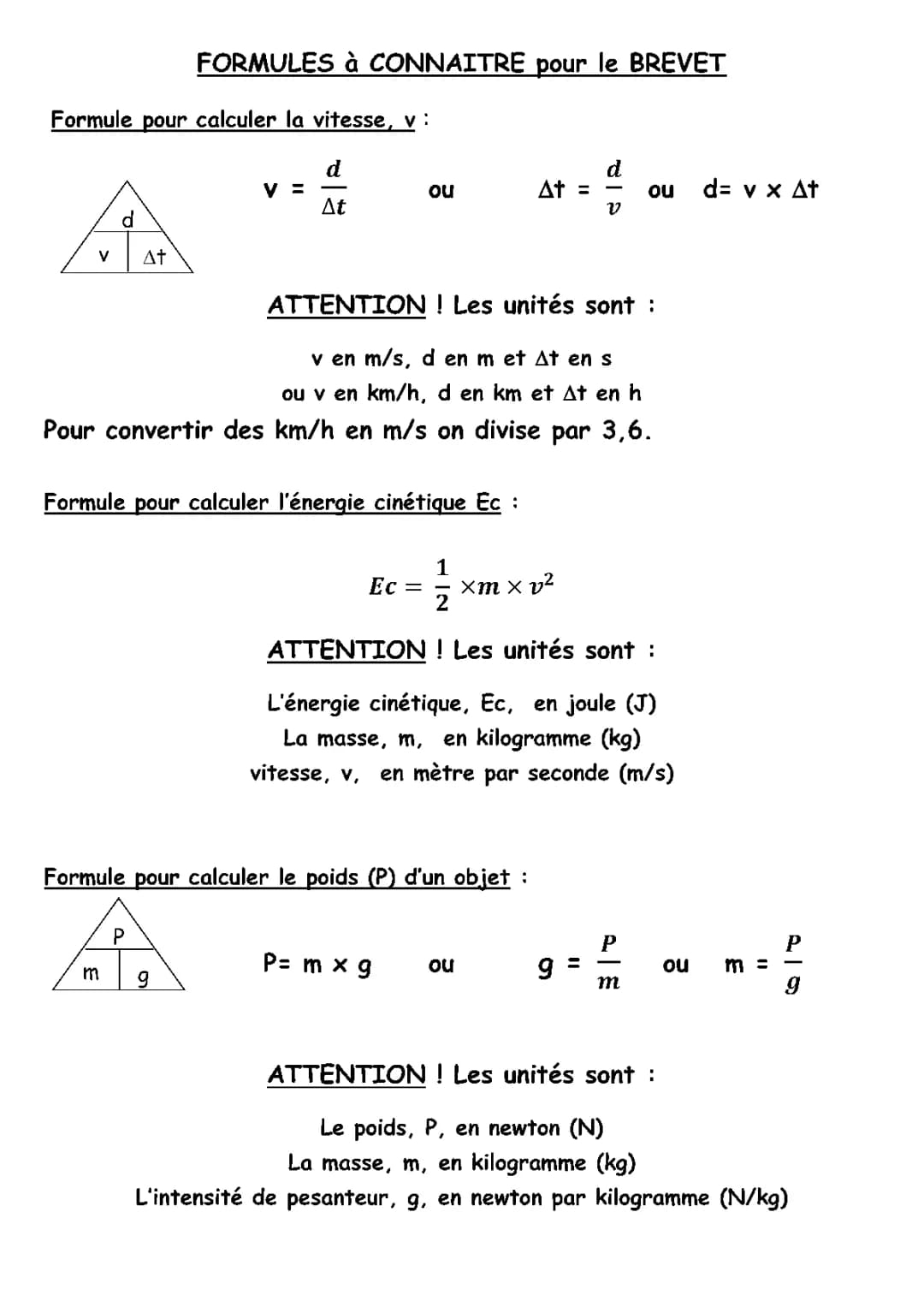 Tout sur la formule de calcul de la vitesse et l'énergie cinétique!