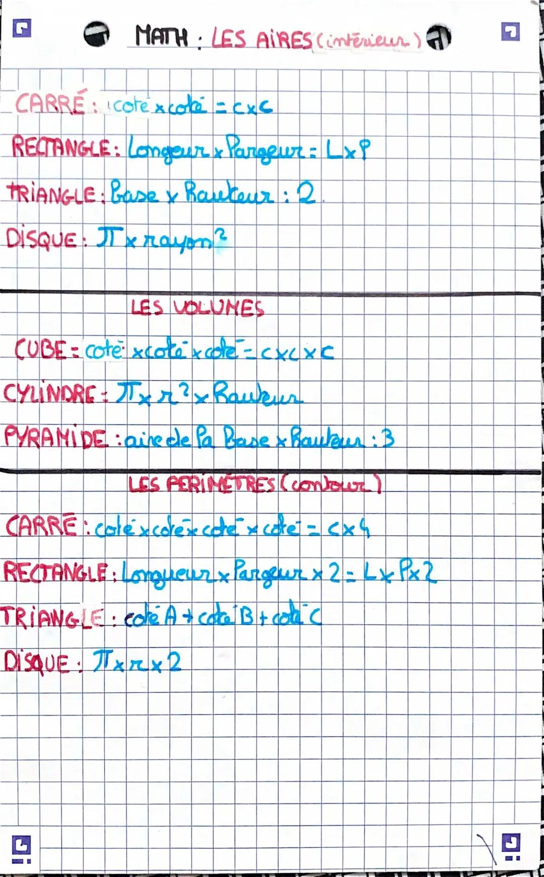 Découvre les Formules Géométriques : Aires, Périmètres et Volumes PDF