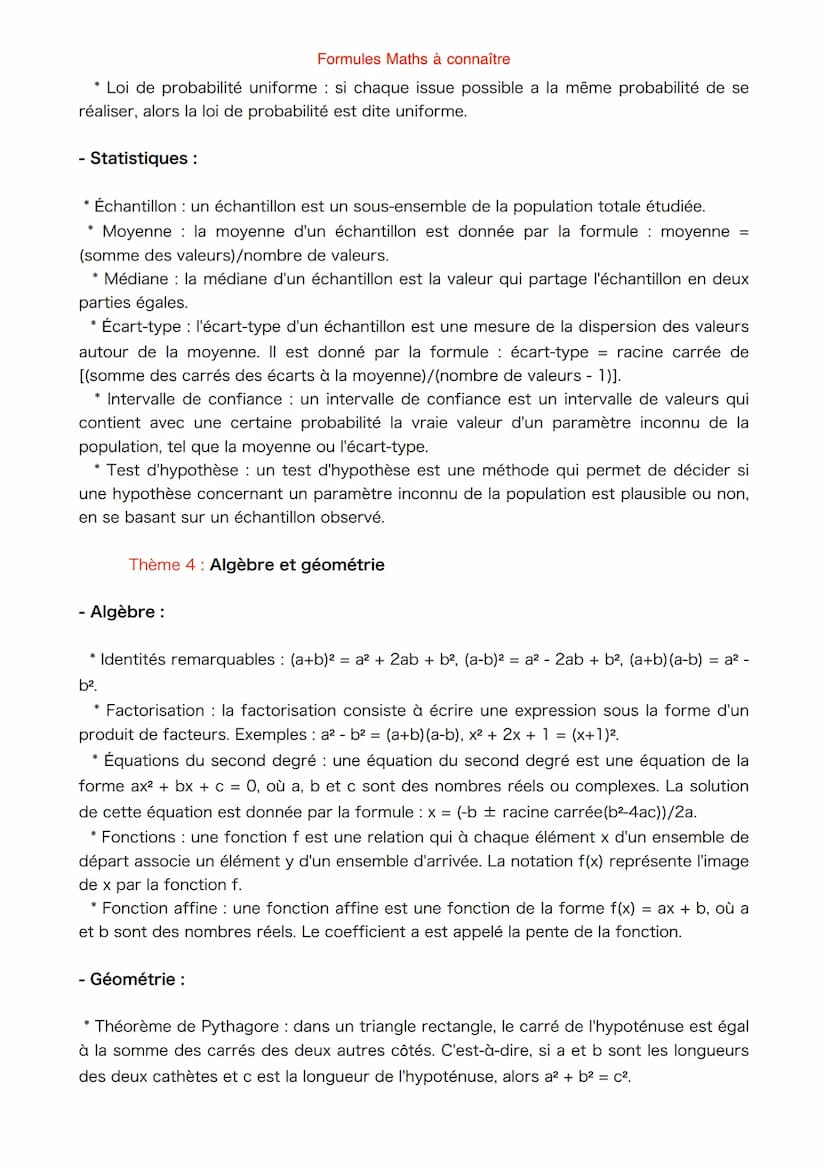 Thème 1: Analyse
- Limites et continuité:
* Limite d'une fonction f en un point a :
lim f(x) = L si et seulement si pour tout & > 0, il exis