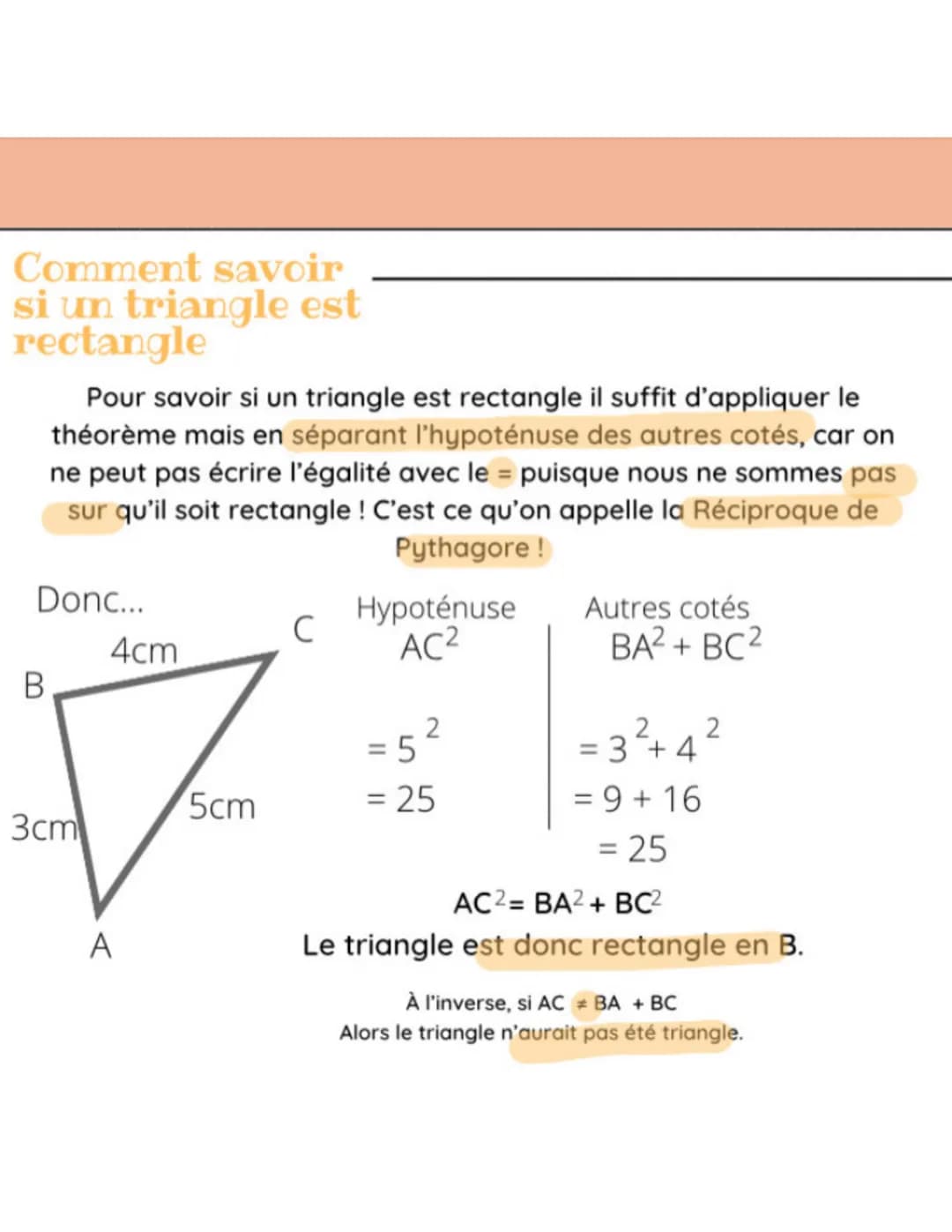 LE THÉORÈME DE
PYTHAGORE
90*
PAR @ CRÈMEFOUETTÉE
Quelques notions...
Hypoténuse
= coté le plus long d'un triangle
et opposé à l'angle droit 