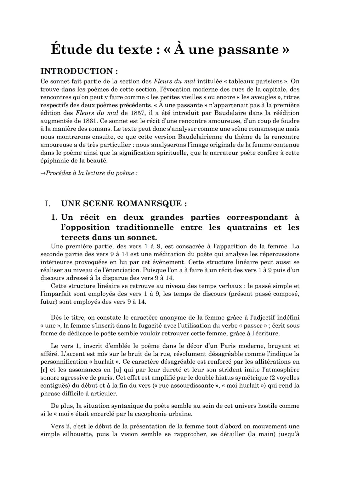 
<p>Le poème intitulé « À une passante » fait partie de la section des Fleurs du mal appelée « tableaux parisiens », où Baudelaire évoque la