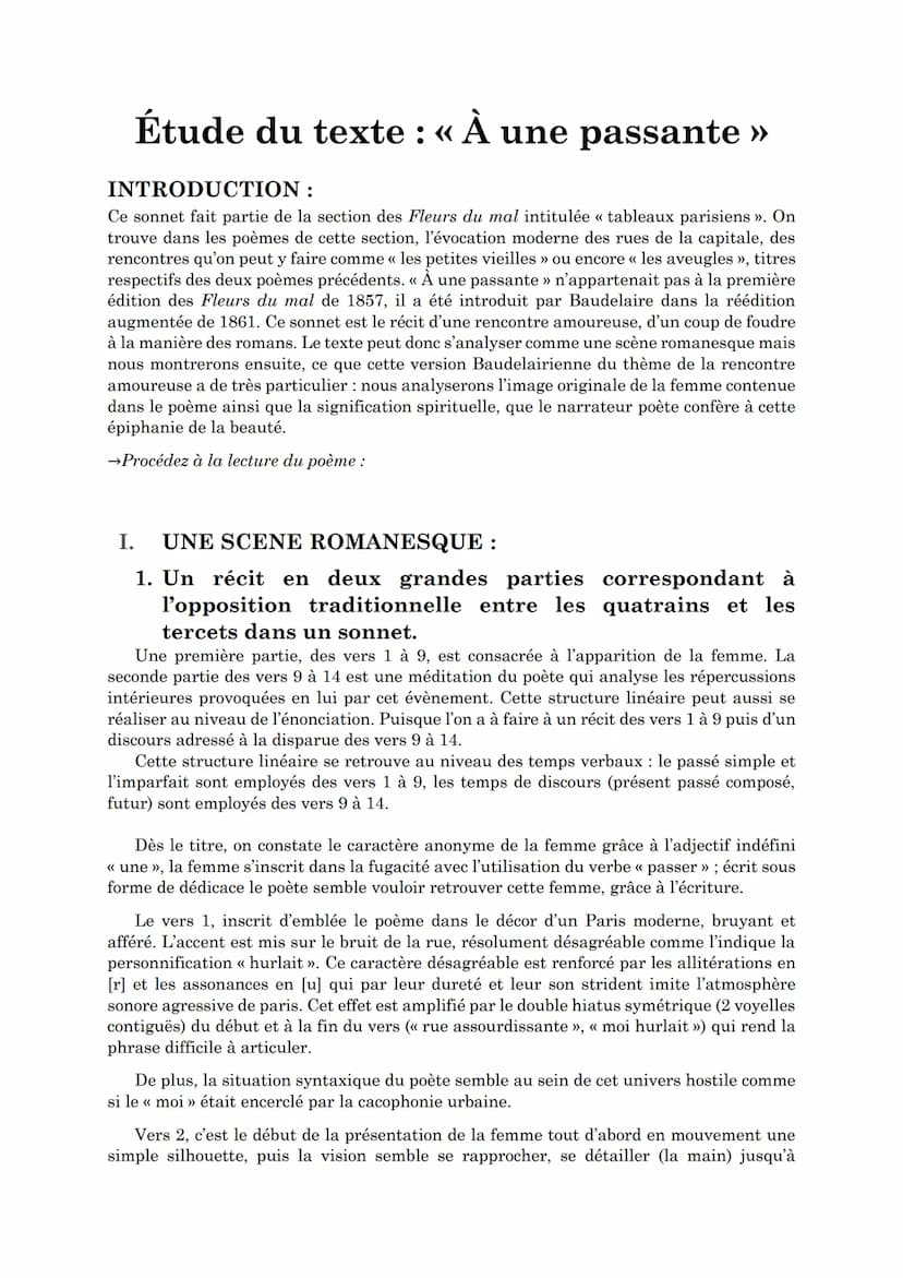 
<p>Le poème intitulé « À une passante » fait partie de la section des Fleurs du mal appelée « tableaux parisiens », où Baudelaire évoque la