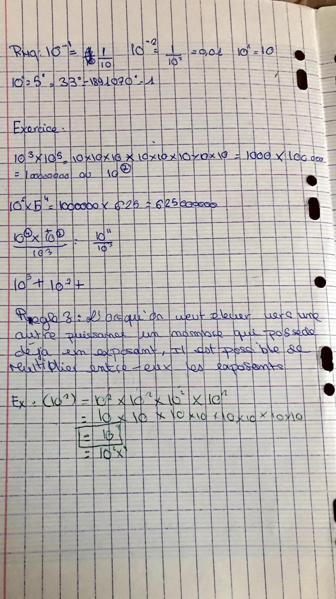 des puissances de dix et
l'ecriture scientifique

I/ Rappelt

④ Lorsqu'on multiplient un nombre par lui mone,
on parle du carre de ce nombre
