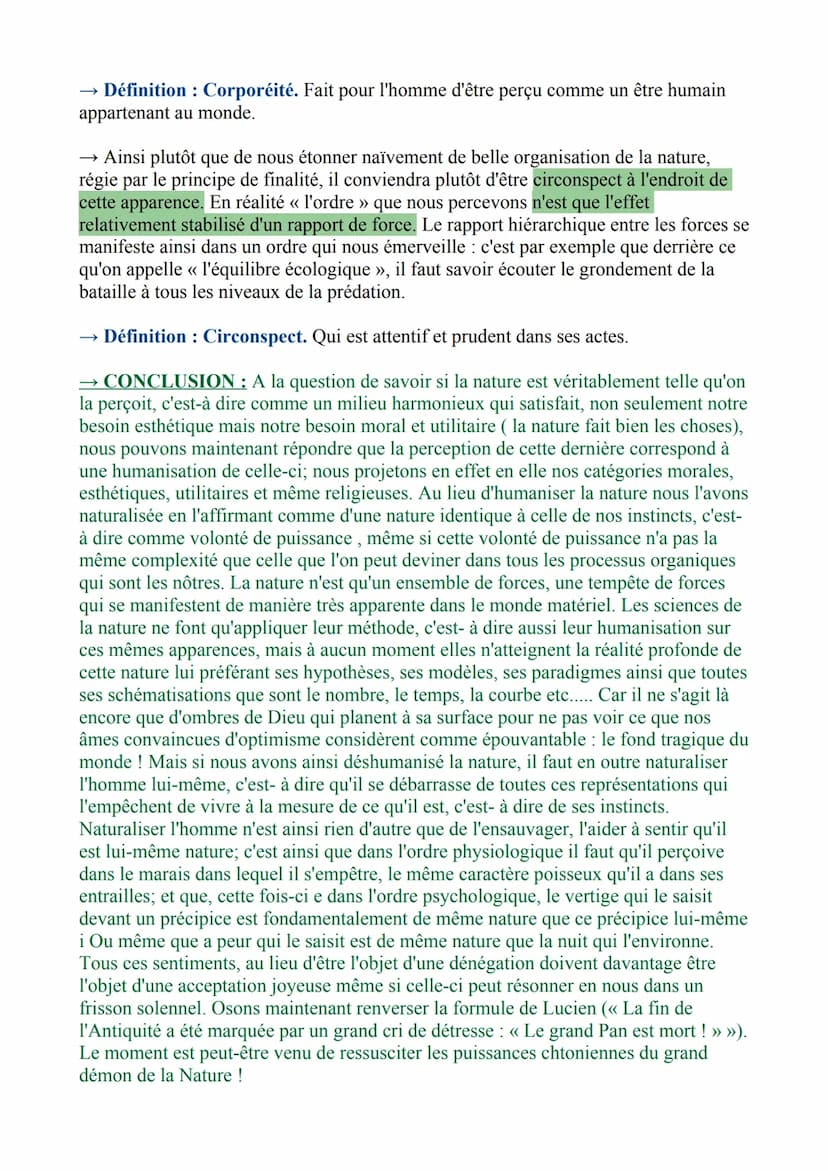 CHAPITRE 7: LA NATURE.
→ INTRODUCTION : La nature est le plus souvent considérée comme une réalité
indépendante de l'homme, c'est-à-dire bie
