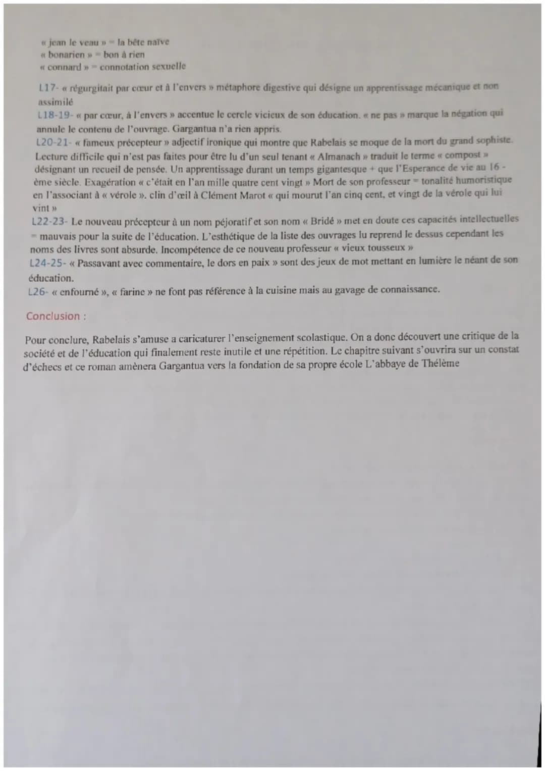 10
1
15
Rabelais, Gargantua
Rire et savoir : la question de l'éducation
Chapitre XIV
À l'écoute de ces propos, le bonhomme Grandgousier fut 