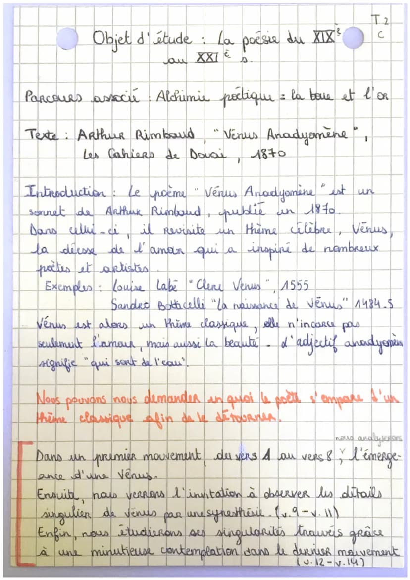 Objet d'étude : La poésie du XIXe au XXIe siècle
Parcours associé: Alchimie poétique : la boue et l'or.
Texte 2. Oral bac.
Arthur Rimbaud, «