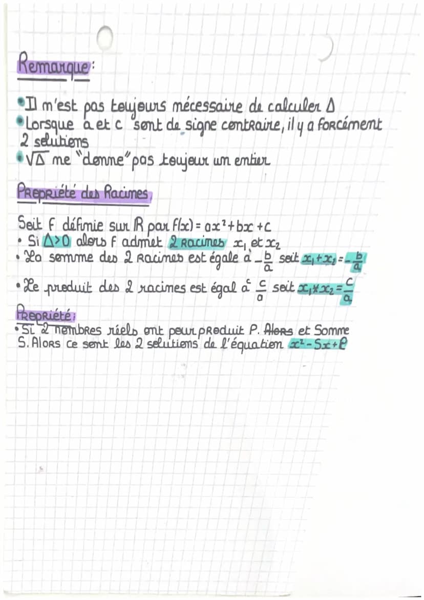 2nd degrés
Facterisation et équation du 2nd degré
Discriminant & Factorisation
→ 3 cas apparaissent
A>O
Fse facterise sous la forme a (x-x₁)