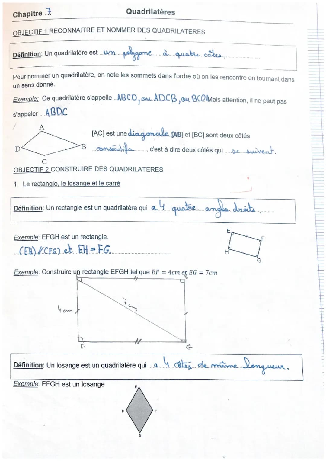 Comment nommer des quadrilatères et construire un rectangle facilement