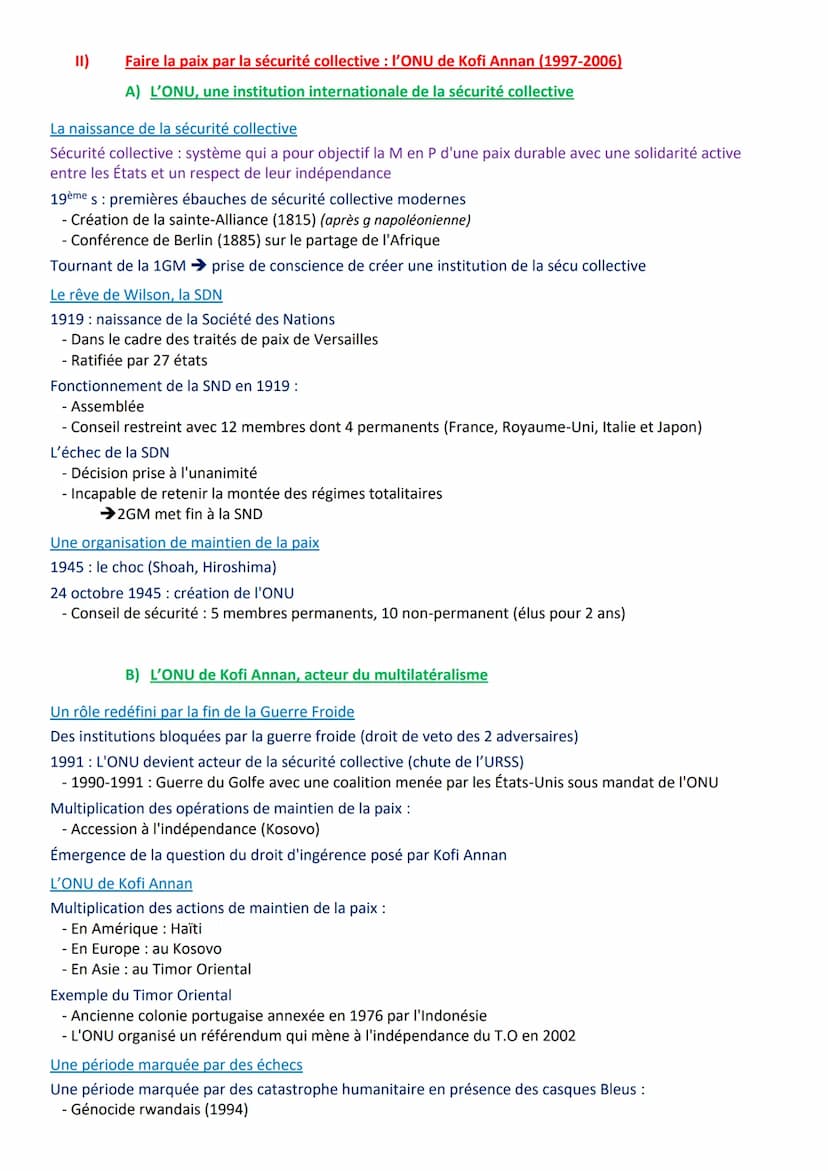 Introduction :
<< La paix est un rêve suspendu »>, Kofi Annan
➜ La construction de la paix est un défi difficile à atteindre
Thème 2: Axe 2 