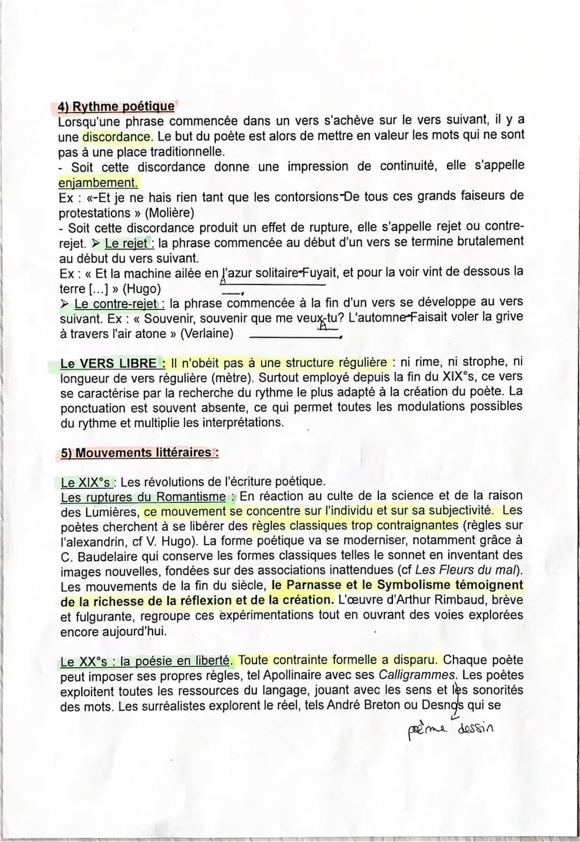 Fiche BILAN sur la POESIE 1ère STMG
Définition: Le terme « poésie » vient du grec « poiêsis », du verbe « poiein >>
signifiant « faire », « 