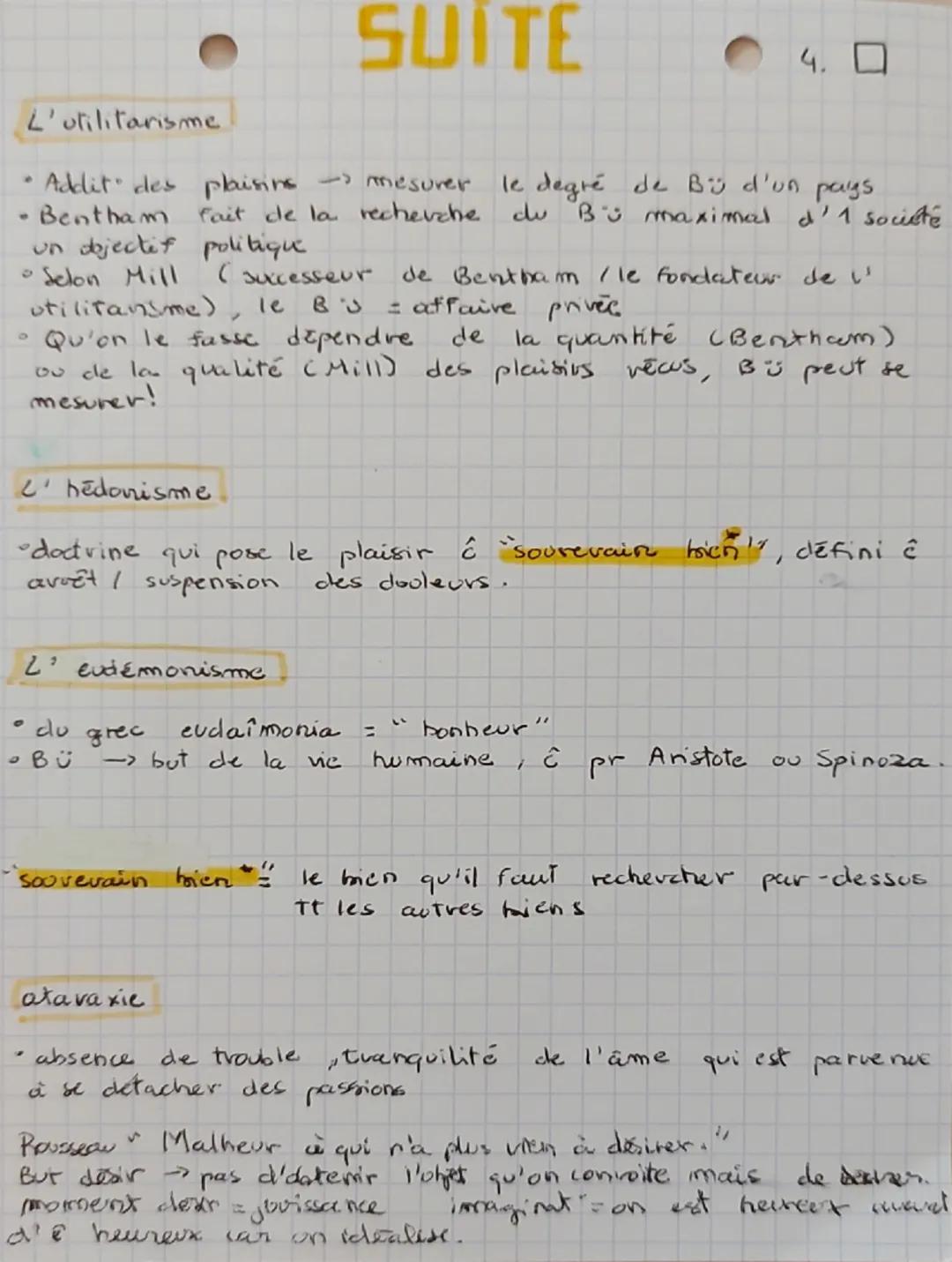 :>
LE BONHEURO
1.
Def: état durable de satisfaction complète et de plenitude
Il est : • considéré à 1 fim heureuse
Etymologie
• ce que It le