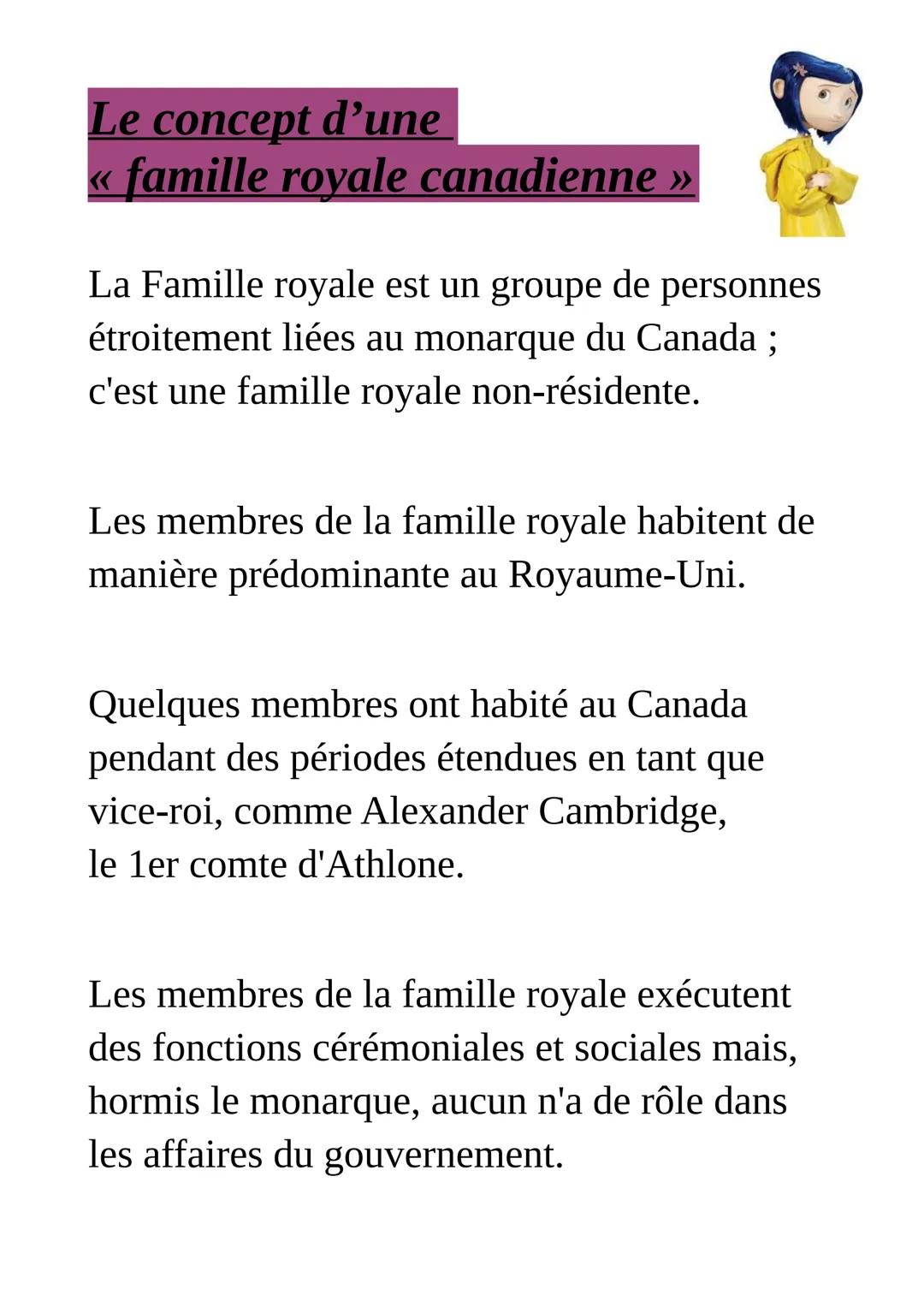 Le concept d une famille royale canadienne
