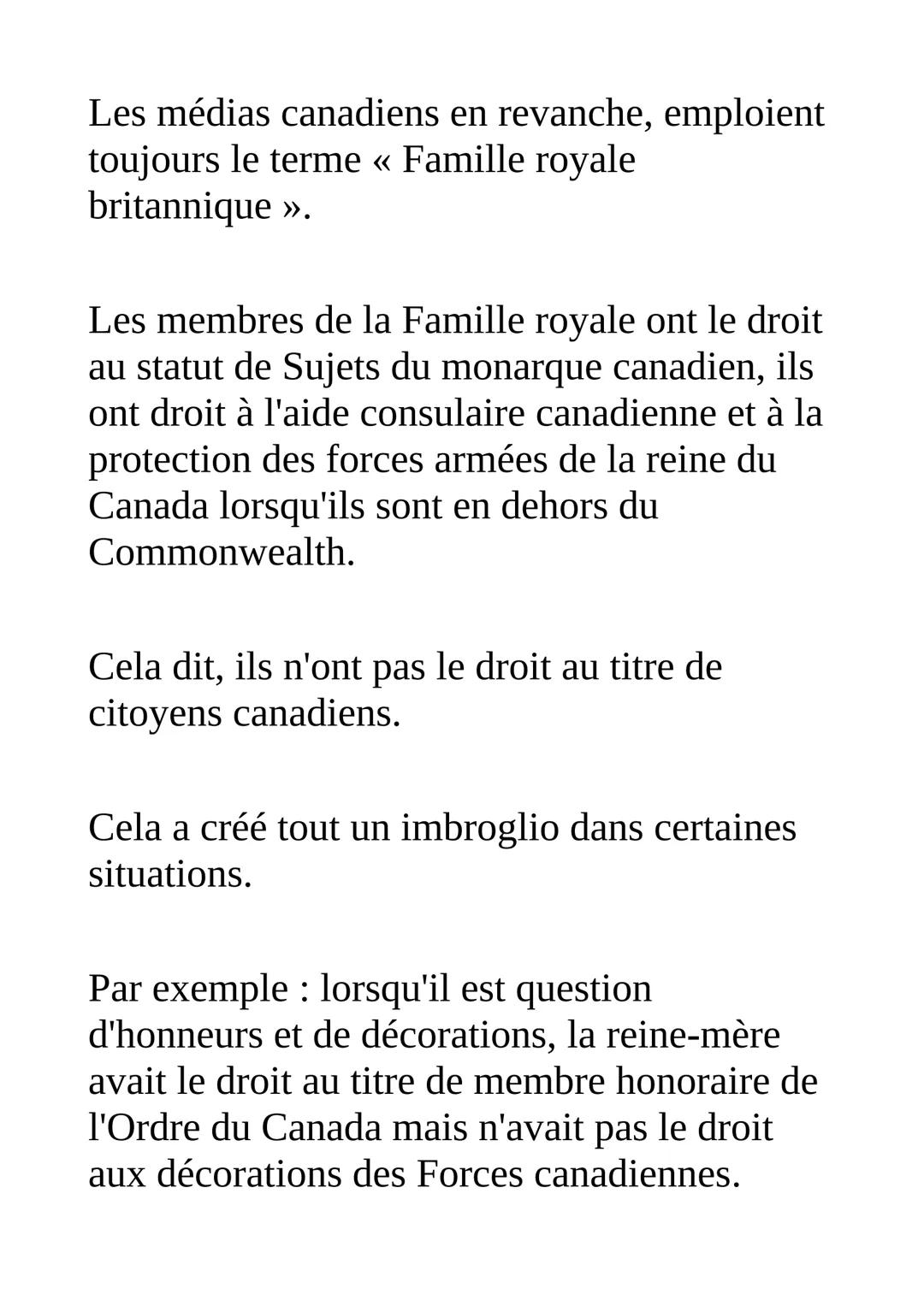 # Le concept d'une
« famille royale canadienne »

La Famille royale est un groupe de personnes
étroitement liées au monarque du Canada ;
c'e
