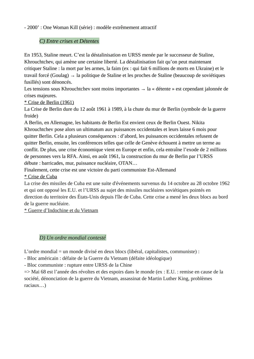 THÈME 2: LA MULTIPLICATION DES ACTEURS
DANS UN MONDE BIPOLAIRE DE 1945 A 1975
CHAPITRE 2 : UNE NOUVELLE DONNE GÉOPOLITIQUE :
BIPOLARISATION 