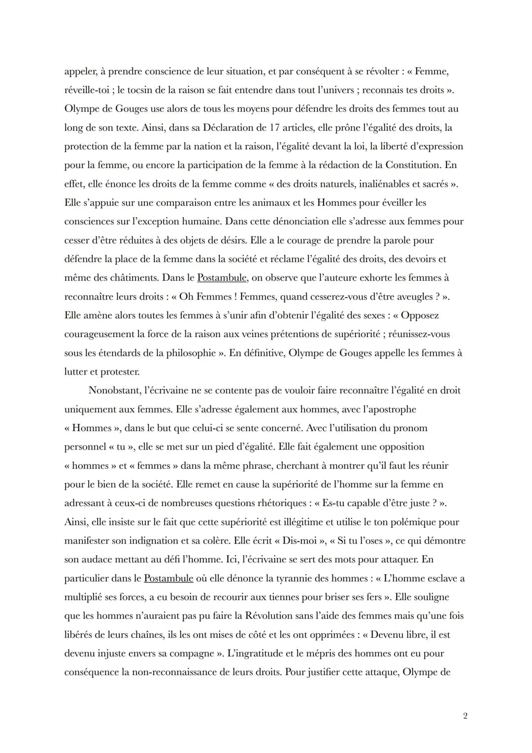 Passard Léonie
1G2
Dissertation
Sujet 1: Selon vous, la DDFC d'Olympe De Gouges ne s'adresse-t-elle
qu'aux femmes?
Au lendemain de la prise 