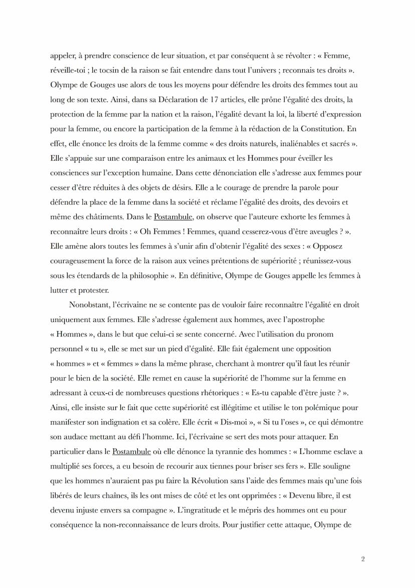 Passard Léonie
1G2
Dissertation
Sujet 1: Selon vous, la DDFC d'Olympe De Gouges ne s'adresse-t-elle
qu'aux femmes?
Au lendemain de la prise 