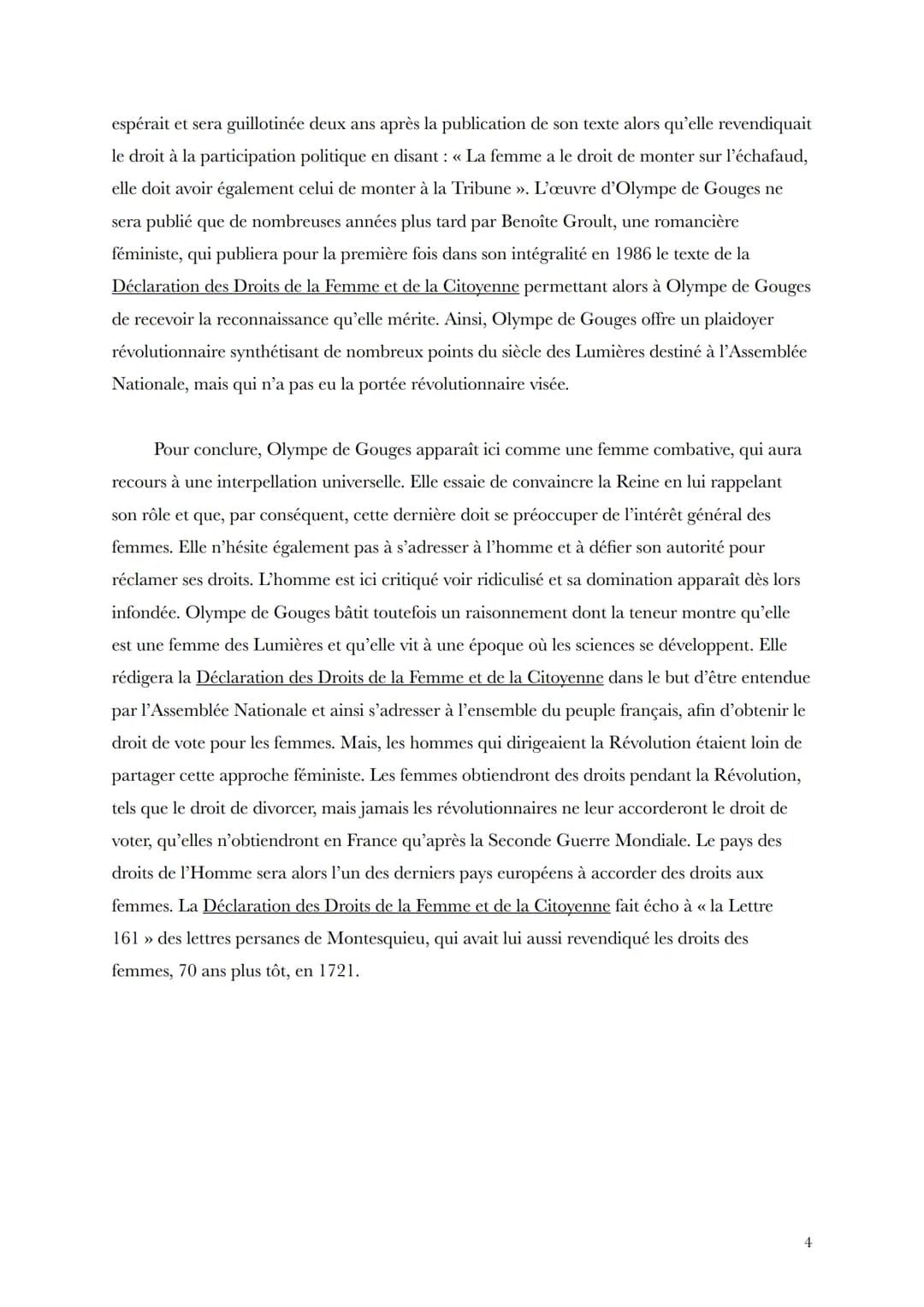 Passard Léonie
1G2
Dissertation
Sujet 1: Selon vous, la DDFC d'Olympe De Gouges ne s'adresse-t-elle
qu'aux femmes?
Au lendemain de la prise 