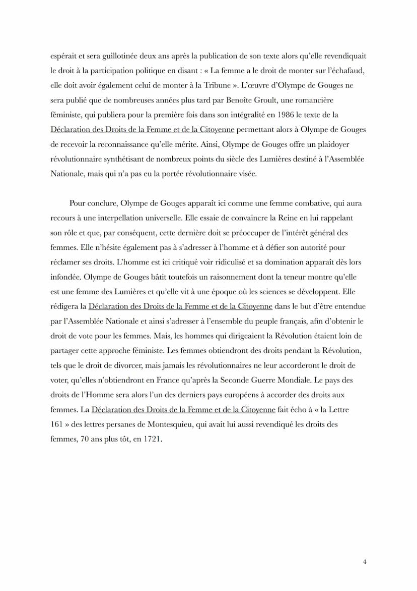 Passard Léonie
1G2
Dissertation
Sujet 1: Selon vous, la DDFC d'Olympe De Gouges ne s'adresse-t-elle
qu'aux femmes?
Au lendemain de la prise 